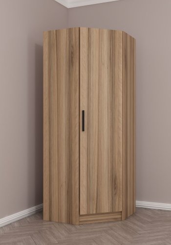 FUNZI LIVING 210 hjrnegarderobe, m. 1 dr, 1 hylle - valnttfarget melamin