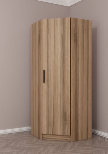 FUNZI LIVING 210 hjrnegarderobe, m. 1 dr, 1 hylle - valnttfarget melamin