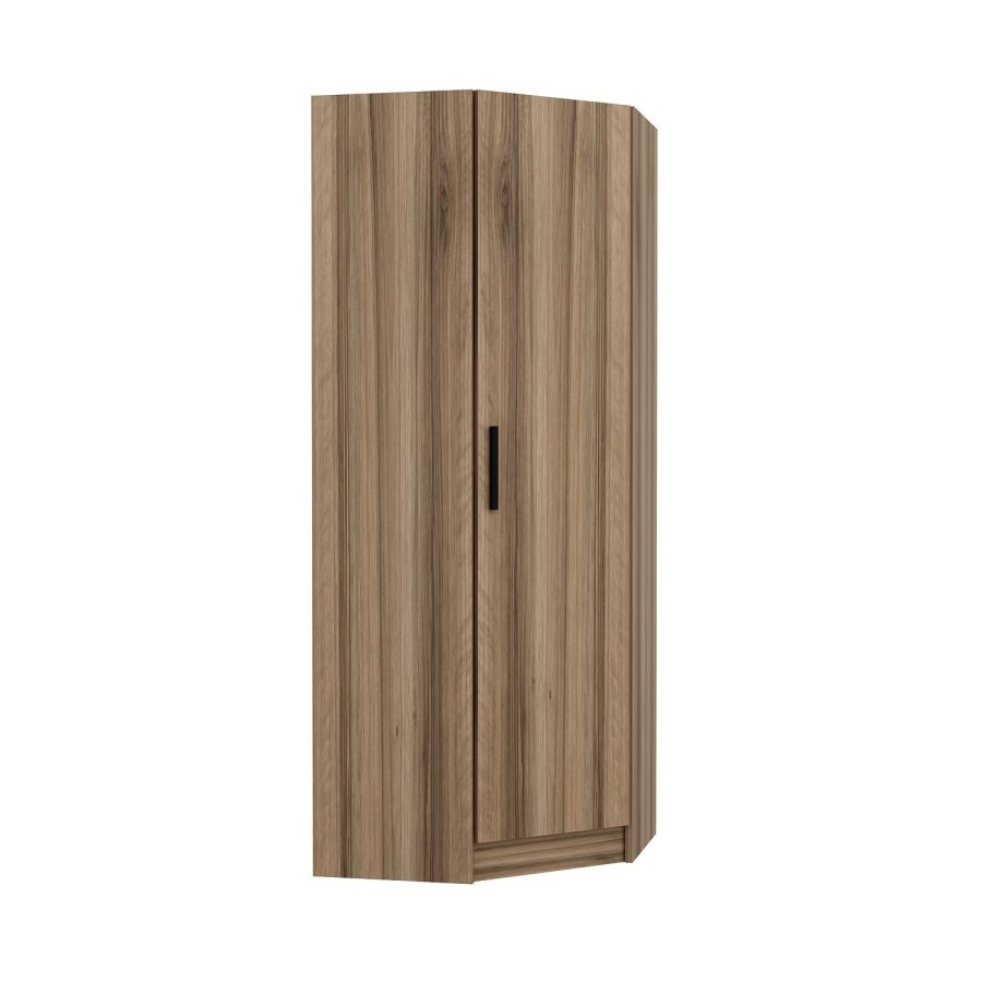 FUNZI LIVING 210 hjrnegarderobe, m. 1 dr, 1 hylle - valnttfarget melamin