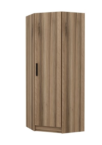 FUNZI LIVING 210 hjrnegarderobe, m. 1 dr, 1 hylle - valnttfarget melamin