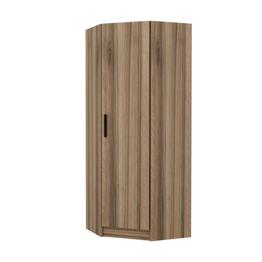 FUNZI LIVING 210 hjrnegarderobe, m. 1 dr, 1 hylle - valnttfarget melamin