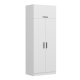 FUNZI LIVING 2219 garderobe, m. 3 drer, 1 hylle, 2 hengerstenger, 1 rom - hvit melamin