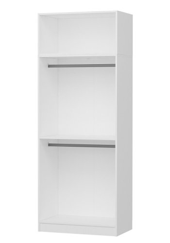 FUNZI LIVING 2219 garderobe, m. 3 drer, 1 hylle, 2 hengerstenger, 1 rom - hvit melamin