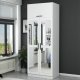 FUNZI LIVING 2221 garderobe, m speil, 3 drer, 1 hylle, 2 henger, 1 rom - hvit melamin.