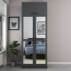 FUNZI LIVING 2223 garderobeskap, m speil, 3 drer, 1 hylle, 2 henger, 1 rom - antrasittgr.
