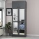 FUNZI LIVING 2223 garderobeskap, m speil, 3 drer, 1 hylle, 2 henger, 1 rom - antrasittgr.