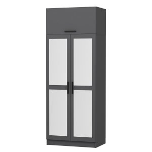 FUNZI LIVING 2224 garderobeskab, m. spejl, 3 lger, 1 hylde, 2 bjlestnger, 1 rum - antracitgr