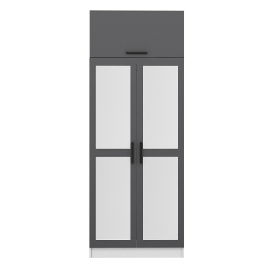 FUNZI LIVING 2227 garderobe, m speil, 3 drer, 1 hylle, 2 henger, 1 rom - antrasittgr.