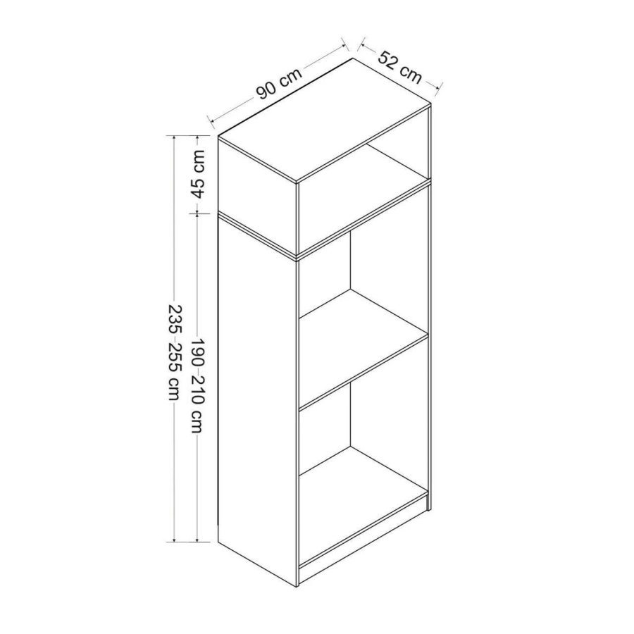 FUNZI LIVING 2228 garderobeskap, m speil, 3 drer, 1 hylle, 2 henger, 1 rom - antrasittgr.