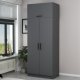 FUNZI LIVING 2229 garderobeskap, m. 3 drer, 1 hylle, 2 henger, 1 rom - antrasittgr melamin