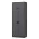 FUNZI LIVING 2229 garderobeskap, m. 3 drer, 1 hylle, 2 henger, 1 rom - antrasittgr melamin
