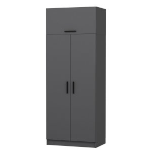 FUNZI LIVING 2230 garderobeskab, m. 3 lger, 1 hylde, 2 bjlestnger, 1 rum - antracitgr melamin