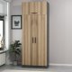 FUNZI LIVING 2231 garderobeskap, m. 3 drer, 1 hylle, 2 henger, 1 rom - eikefarget/antrasittgr