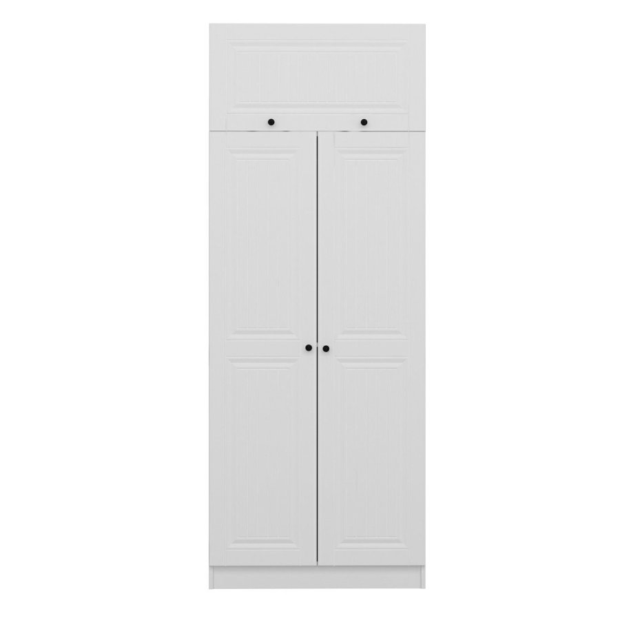 FUNZI LIVING 2235 garderobeskap, m. 3 drer, 1 hylle, 2 hengerstenger, 1 rom - hvit melamin