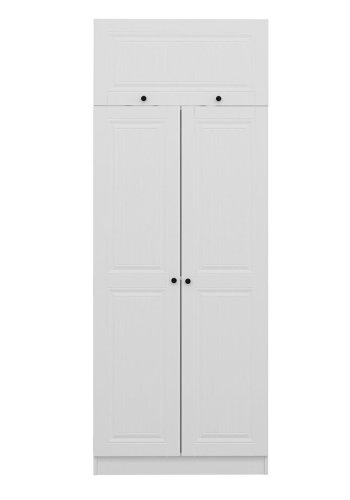 FUNZI LIVING 2236 garderobeskap, m. 3 drer, 1 hylle, 2 hengerstenger, 1 rom - hvit melamin