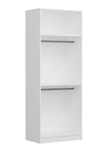 FUNZI LIVING 2236 garderobeskap, m. 3 drer, 1 hylle, 2 hengerstenger, 1 rom - hvit melamin