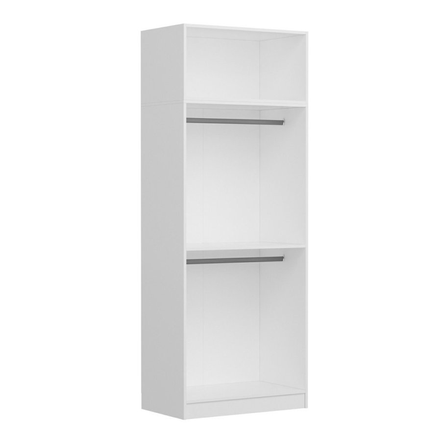 FUNZI LIVING 2236 garderobeskap, m. 3 drer, 1 hylle, 2 hengerstenger, 1 rom - hvit melamin