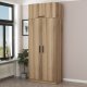 FUNZI LIVING 2238 garderobeskap, m. 3 drer, 1 hylle, 2 henger, 1 rom - eikefarget melamin