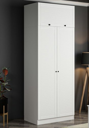 FUNZI LIVING 2241garderobe, m. 3 drer, 1 hylle, 1 rom - hvit melamin