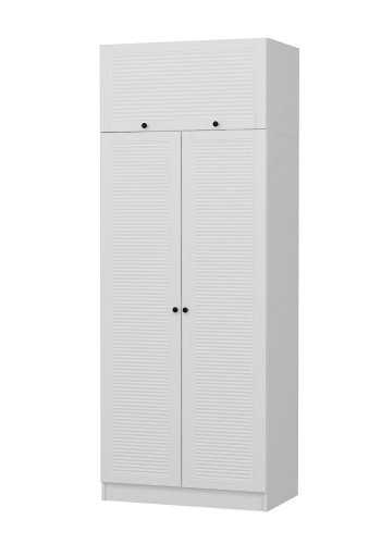 FUNZI LIVING 2242 garderobeskap, m. 3 drer, 1 hylle, 1 rom - hvit melamin