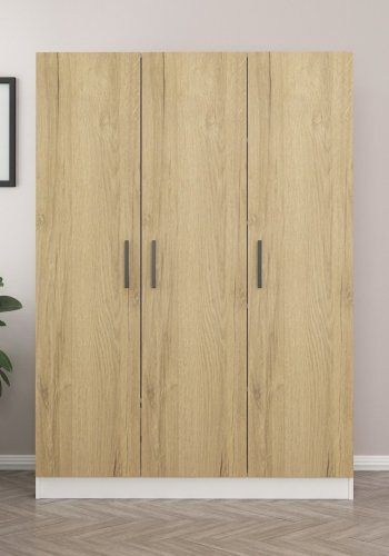 FUNZI LIVING Kale 2244 garderobe, m. 3 drer, 1 hengestang, 2 skuffer, 4 hyller - valnttfarge