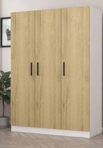 FUNZI LIVING Kale 2244 garderobe, m. 3 drer, 1 hengestang, 2 skuffer, 4 hyller - valnttfarge