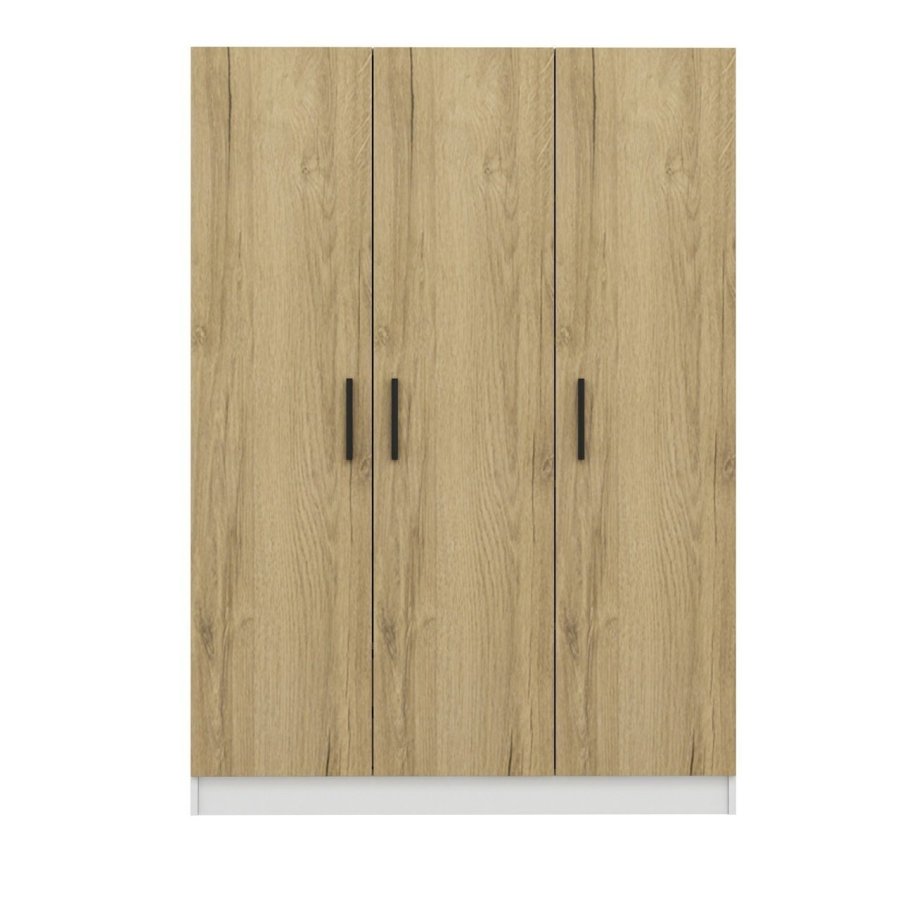 FUNZI LIVING Kale 2244 garderobe, m. 3 drer, 1 hengestang, 2 skuffer, 4 hyller - valnttfarge