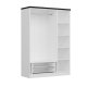 FUNZI LIVING 2247 garderobeskap, m. 3 drer, 1 hengestang, 2 skuffer, 4 hyller - hvit melamin