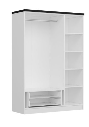 FUNZI LIVING 2248 garderobeskap, m. 3 drer, 1 hengestang, 2 skuffer, 4 hyller - hvit melamin