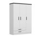 FUNZI LIVING 2248 garderobeskap, m. 3 drer, 1 hengestang, 2 skuffer, 4 hyller - hvit melamin