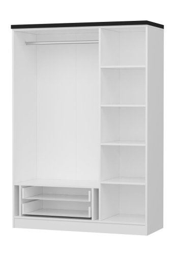 FUNZI LIVING 2248 garderobeskap, m. 3 drer, 1 hengestang, 2 skuffer, 4 hyller - hvit melamin