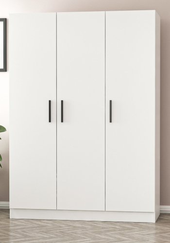 FUNZI LIVING 2249 garderobeskap, m. 3 drer, 1 hengestang, 2 skuffer, 4 hyller - hvit melamin