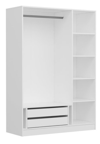 FUNZI LIVING 2253 garderobeskap, m. 3 drer, 1 hengestang, 2 skuffer, 4 hyller - antikk hvit og hvit