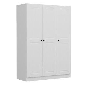 FUNZI LIVING 2257 garderobeskab, m. 3 lger, 1 bjlestang, 2 skuffer, 4 hylder - hvid melamin