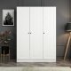 FUNZI LIVING 2258 garderobe, m. 3 drer, 1 hengestang, 2 skuffer, 4 hyller - hvit melamin