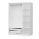FUNZI LIVING 2258 garderobe, m. 3 drer, 1 hengestang, 2 skuffer, 4 hyller - hvit melamin