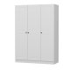 FUNZI LIVING 2258 garderobe, m. 3 drer, 1 hengestang, 2 skuffer, 4 hyller - hvit melamin