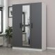 FUNZI LIVING 2263 garderobeskap, speil, 3 drer, 1 hengestang, 2 skuffer, hyller - antrasittgr/hvit