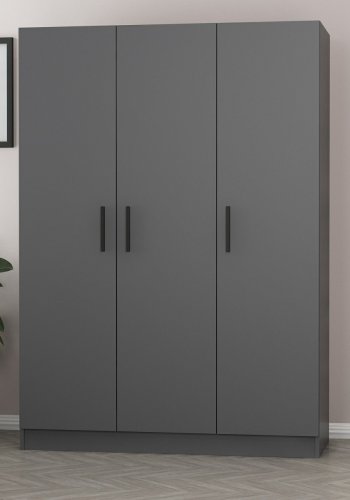 FUNZI LIVING 2266 garderobeskap, m. 3 drer, 1 hengestang, 2 skuffer, 4 hyller - antrasittgr melamin