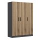 FUNZI LIVING 2267 garderobeskap, m. 3 drer, 1 hengestang, 2 skuffer, 4 hyller - antrasitt/eik farget