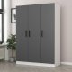 FUNZI LIVING 2269 garderobeskap, m. 3 drer, 1 hengestang, 2 skuffer, 4 hyller - antrasittgr/hvit