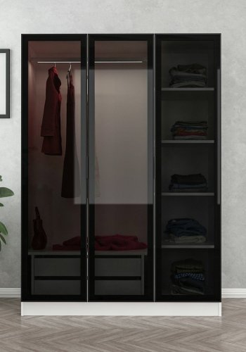 FUNZI LIVING weiß schwarz - 2273 Kleiderschrank