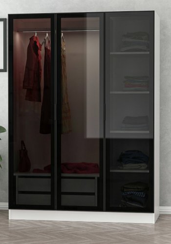 FUNZI LIVING weiß schwarz - 2273 Kleiderschrank