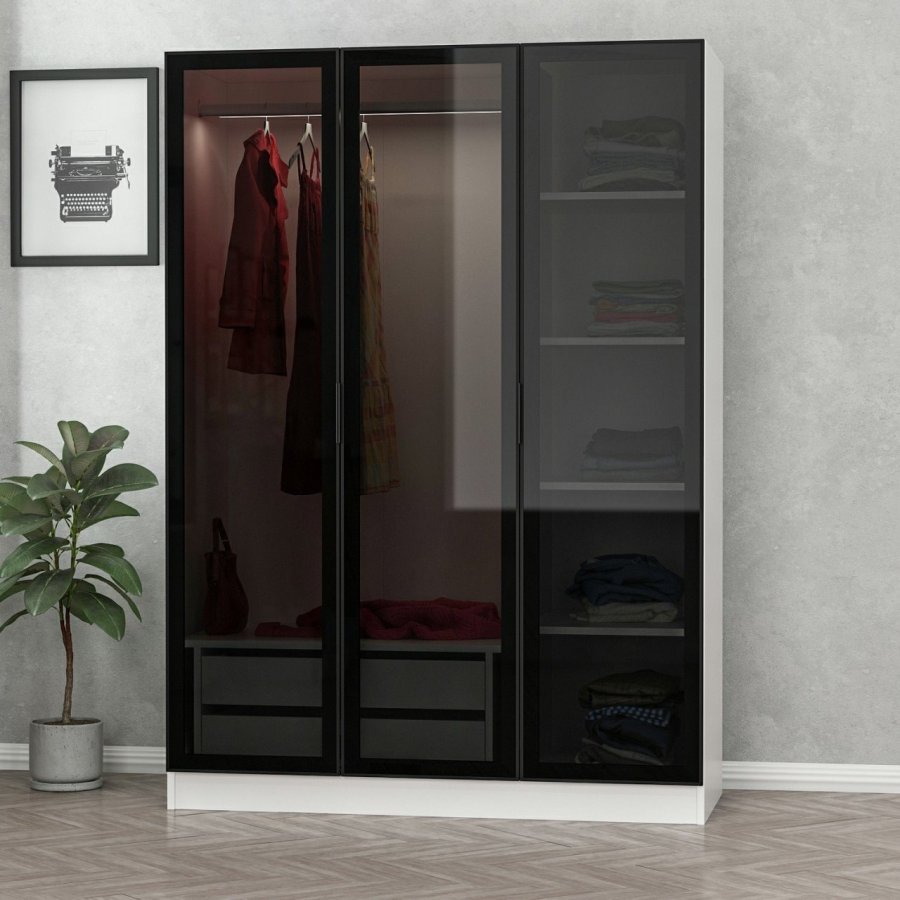 FUNZI LIVING hvit svart - 2274 Garderobeskap