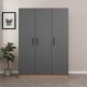 FUNZI LIVING 2284 garderobe, m. 3 drer, 1 hengestang, 2 skuffer, 4 hyller - antrasitt/eik farget