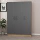FUNZI LIVING 2284 garderobe, m. 3 drer, 1 hengestang, 2 skuffer, 4 hyller - antrasitt/eik farget