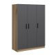 FUNZI LIVING 2284 garderobe, m. 3 drer, 1 hengestang, 2 skuffer, 4 hyller - antrasitt/eik farget