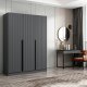 FUNZI LIVING 2287 garderobe, m. 3 drer, 1 hengestang, 2 skuffer, 4 hyller - antrasittgr melamin