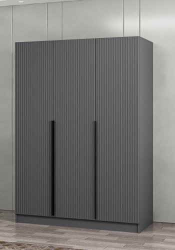 FUNZI LIVING 2287 garderobe, m. 3 drer, 1 hengestang, 2 skuffer, 4 hyller - antrasittgr melamin