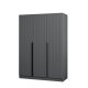 FUNZI LIVING 2287 garderobe, m. 3 drer, 1 hengestang, 2 skuffer, 4 hyller - antrasittgr melamin